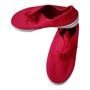 Navig8 Womens Low Top Lace Up Round Toe Red Canvas Sneakers Shoes Size 7